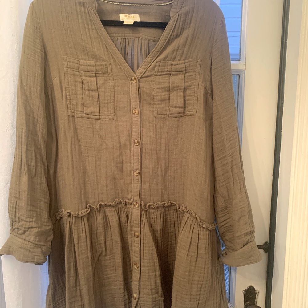 Anthropologie green flowy shift dress